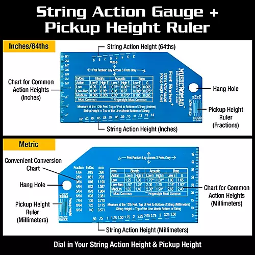 Music Nomad Precision Fret Rocker+ with String Action Gauge/Pickup Ruler