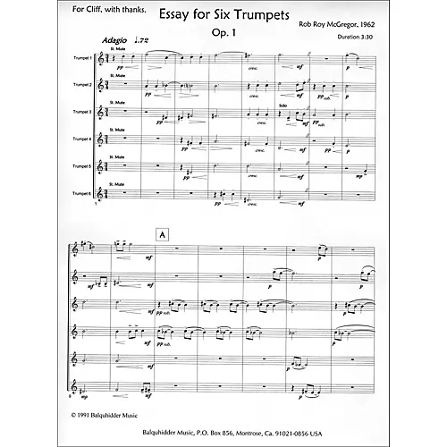 Carl Fischer Essay for Six Trumpets Book