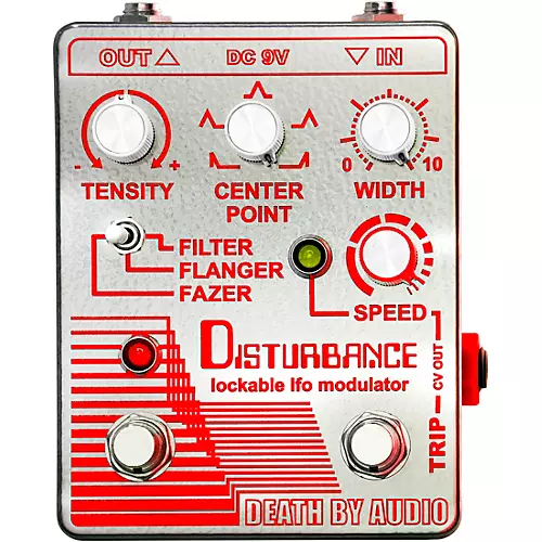 Death By Audio Disturbance Lockable LFO Modulator Filter, Flanger, Fazer Effects Pedal Mirrored Chrome and Red
