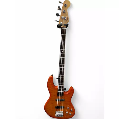 Used Fender jazz bass deluxe QM orange Electric Bass Guitar QM orange