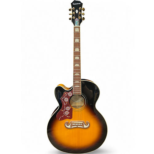 Used 2022 Epiphone j200ec Vintage Sunburst Acoustic Electric Guitar Vintage Sunburst