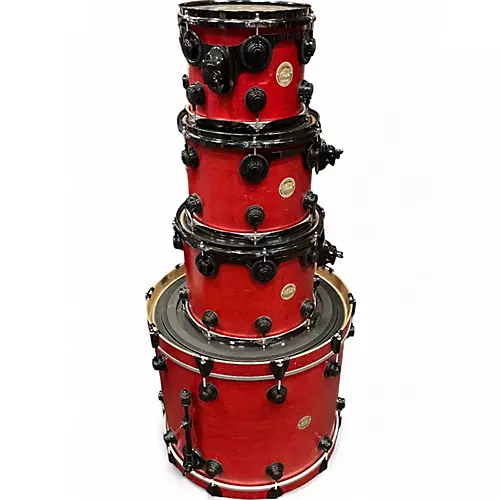 Used DW 4 Piece Collector's Series Maple Red Drum Kit Red