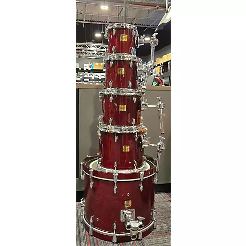 Used Yamaha 5 piece Birch Custom Absolute Trans Red Drum Kit Trans Red