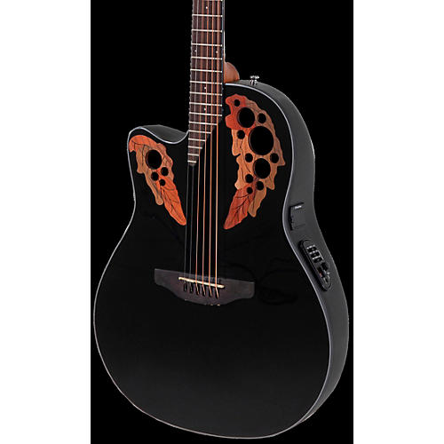 Ovation CE44L Celebrity Series Elite Mid-Depth Left-Handed Acoustic-Electric Guitar Black