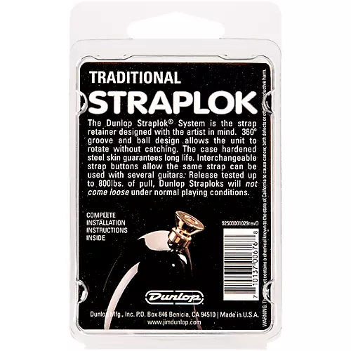 Dunlop Straplok Traditional Strap Retainer System Gold