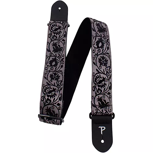 Perri's Black Lace Floral Jacquard Guitar Strap 2 in.