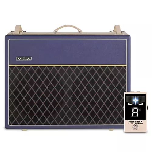VOX VOX AC30 Custom 30W 2x12 Limited-Edition Tube Guitar Combo Amp w/ KORG Pitchblack X Pedal Tuner Blue/Cream