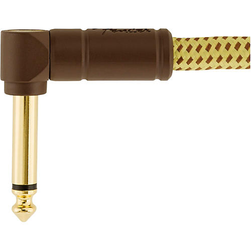Fender Deluxe Series Straight to Angle Instrument Cable 18.6 ft. Yellow Tweed