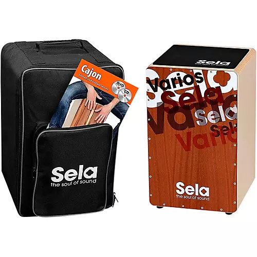 Sela Varios Cajon Bundle with Bag, Pad and DVD Brown/Black