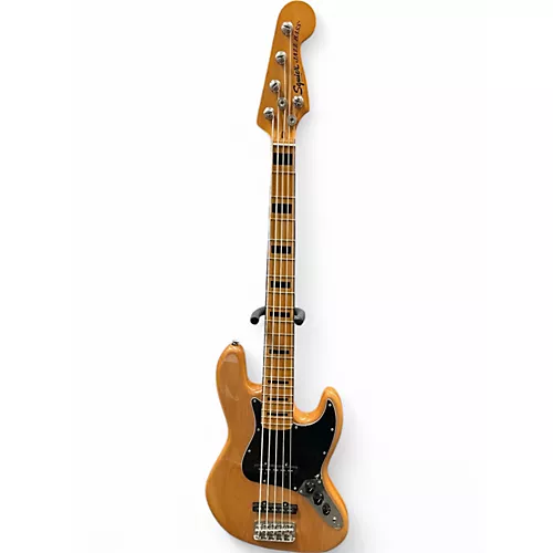 Used Squier jazz classic Natural Electric Bass Guitar Natural