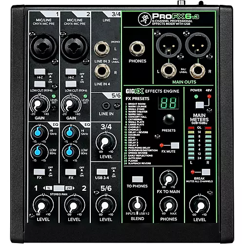 Mackie ProFX6v3 6-Channel Professional Effects Mixer With USB