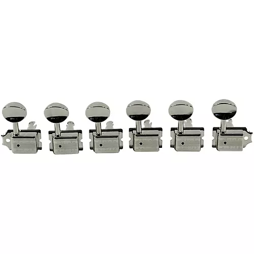 Kluson 6-In-Line Supreme Series Oval Metal Tuning Machines With Staggered Posts Nickel