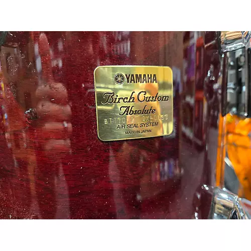 Used Yamaha 5 piece Birch Custom Absolute Trans Red Drum Kit Trans Red