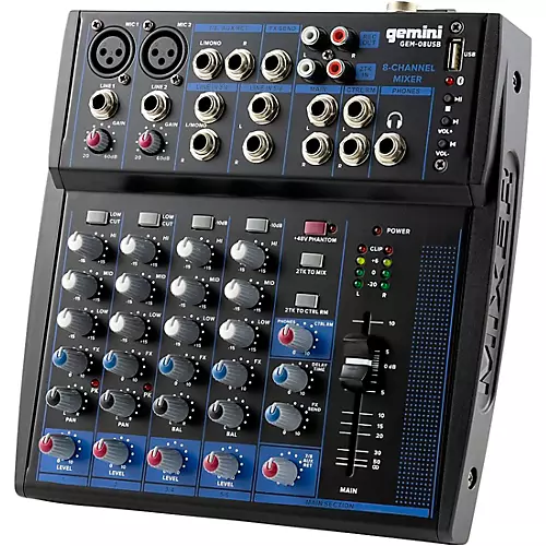 Gemini GEM-08 USB 8 Channel USB mixer With Bluetooth