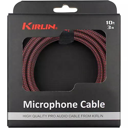 Kirlin XLR Male To XLR Female Microphone Cable - Black And Red Woven Jacket 10 ft.