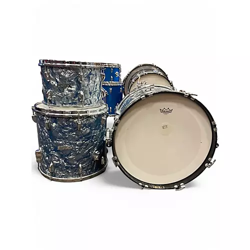 Used Pearl 3 Piece Deluxe Light Blue Pearl Drum Kit Light Blue Pearl