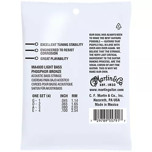 Martin Authentic Acoustic Phosphor Bronze Light Bass Strings