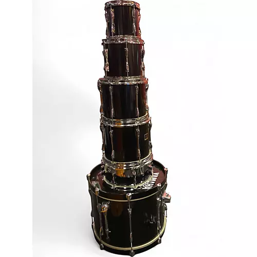 Used Yamaha 7 Piece Stage Custom Black Drum Kit Black