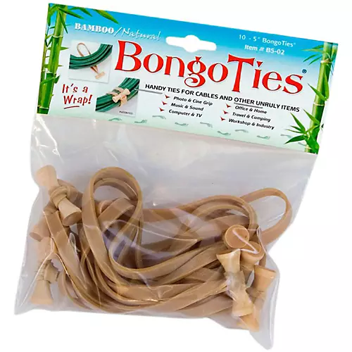 BongoTies All-Purpose Tie Wraps Bamboo and Black Rubber
