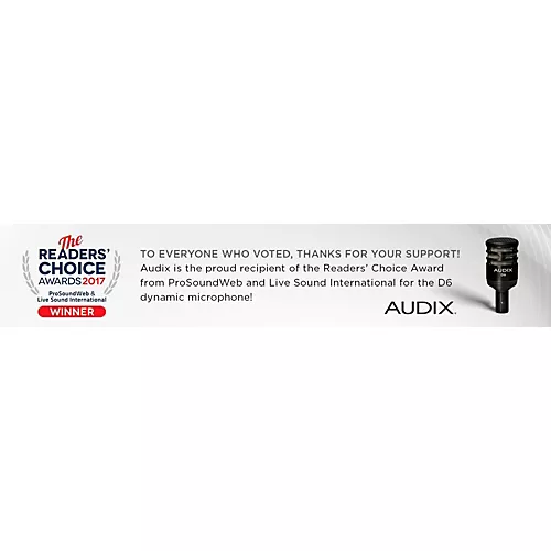 Audix D6 Sub Impulse Kick Drum Mic Black