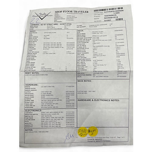 Used 2024 Fender CUSTOM SHOP 61 STRATOCASTER REISSUE  AGED VINTAGE WHITE HEAVY RELIC Solid Body Electric Guitar AGED VINTAGE WHITE HEAVY RELIC