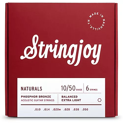 Stringjoy Naturals Phosphor Bronze Acoustic Guitar Strings 10 - 50