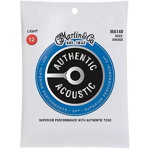 Martin MA140 SP 80/20 Bronze Light Authentic Acoustic Guitar Strings