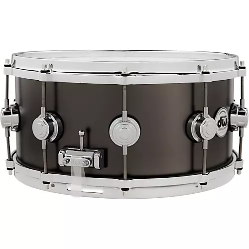 DW Collector's Series Satin Black Over Brass Snare Drum With Die Cast Hoops 14 x 6.5 in. Satin Black Over Brass
