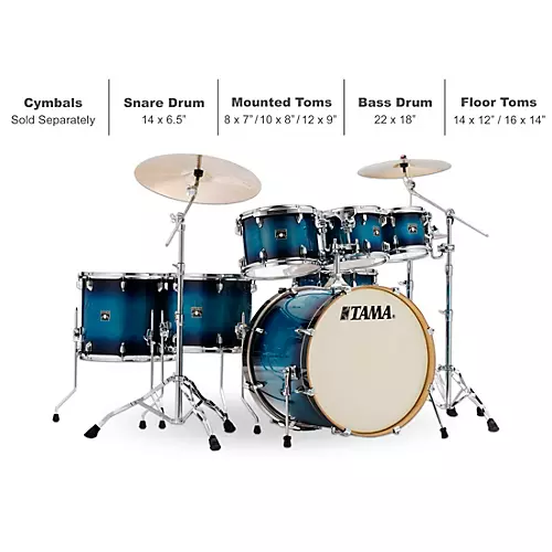 TAMA Superstar Classic CL72SBAB 7-Piece Shell Pack Blue Lacquer Burst