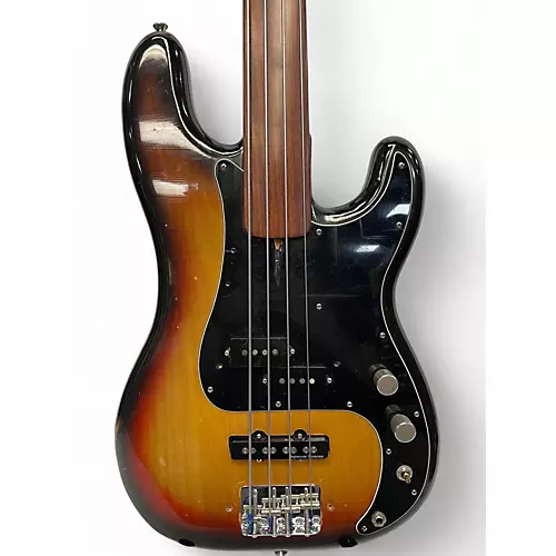 Vintage 1977 Fender PRECISION BASS FRETLESS Sunburst Electric Bass Guitar Sunburst