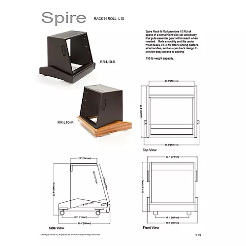 Argosy Rack 'n Roll L10 10-Space Rolling Rack With Mahogany Base