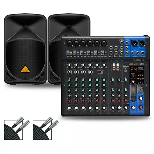Yamaha MG12XUK Mixer with Behringer Eurolive BW Speakers 12