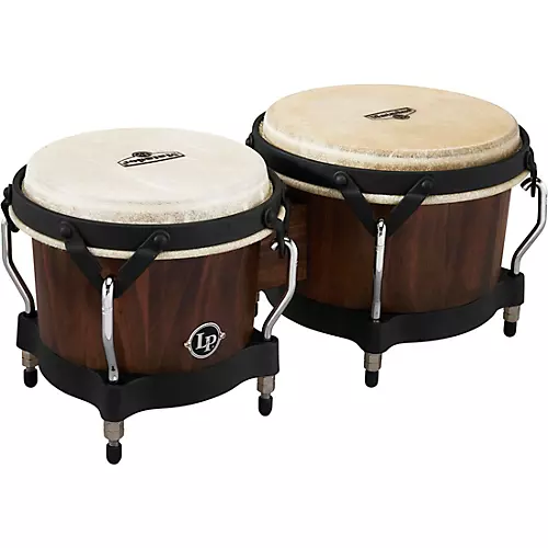 LP Matador Pine Whiskey Barrel Bongos, with Black Hardware