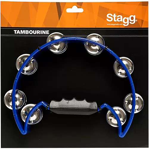 Stagg Double Row Cutaway Tambourine With 16 Jingles Blue