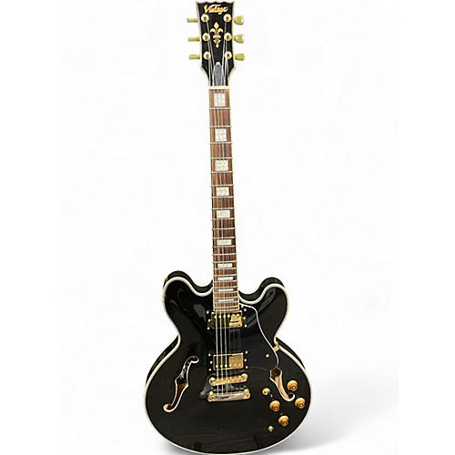 Used Vintage VSA500 Black Hollow Body Electric Guitar Black