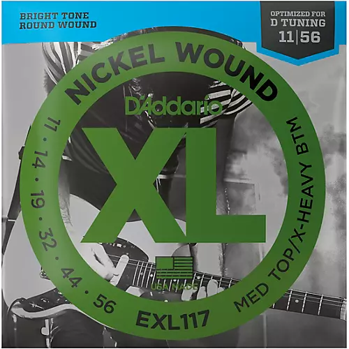 D'Addario EXL117 Medium Top/Extra-Heavy Bottom, Nickel-Wound Electric Guitar Strings