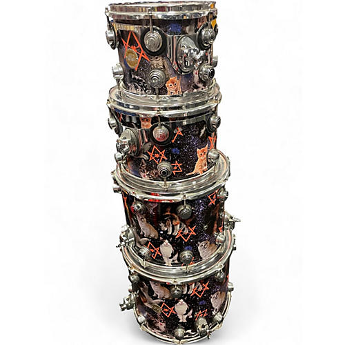 Used DW 5 Piece COLLECTOR'S CUSTOM SERIES MAPLE KITTEN WRAP Drum Kit KITTEN WRAP