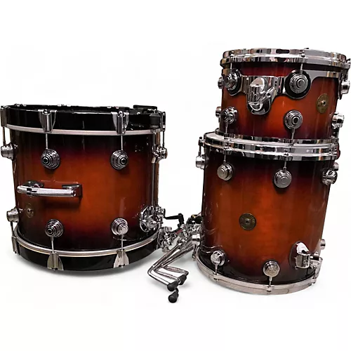 Used DW 3 piece JAZZ SERIES MAPLE-GUM SHELLS Tobacco Sunburst Drum Kit Tobacco Sunburst