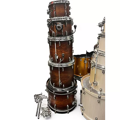 Used Pearl 5 Piece Wood Fiberglass Shellpack Cocoa Burst Drum Kit Cocoa Burst