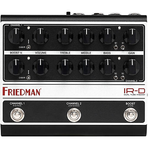 Friedman IR-D Dual-Tube Preamp DI+IR Dual-Channel 12AX7 Tubes Effects Pedal Black and Silver
