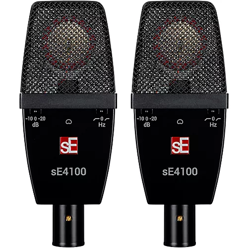 sE Electronics sE sE4100-PAIR Factory Matched Pair of sE4100 Large Diaphragm Condenser Microphones w/Mount and Case Black