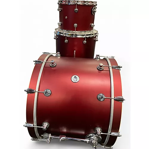 Used DW 3 Piece Design Series Crimson Satin Metallic Drum Kit Crimson Satin Metallic