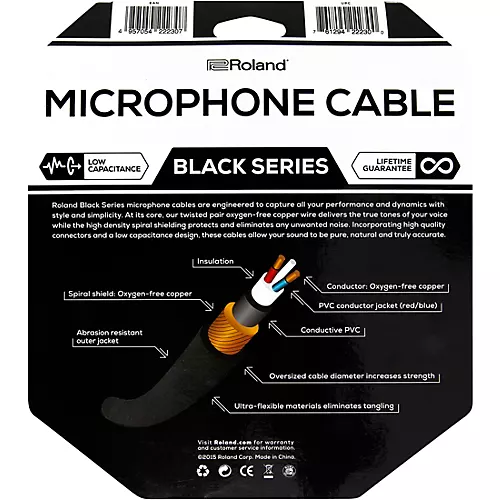 Roland Black Series XLR Microphone Cable 20' 2-Pack