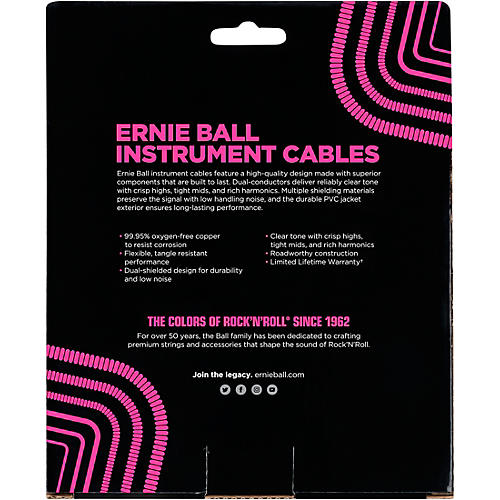 Ernie Ball Coiled Straight-Straight Instrument Cable - Black 30 ft.