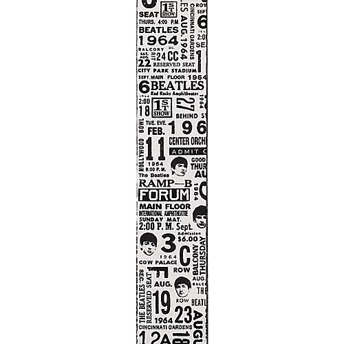 D'Addario 1964 US Tour Ticket Stubs Beatles Guitar Strap Black