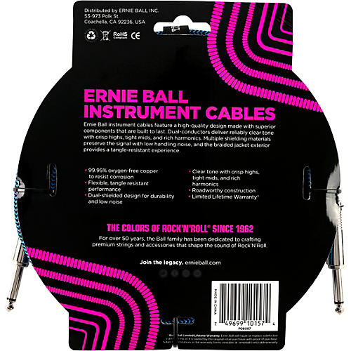 Ernie Ball Woven Straight/Straight Nickel-Plated 1/4