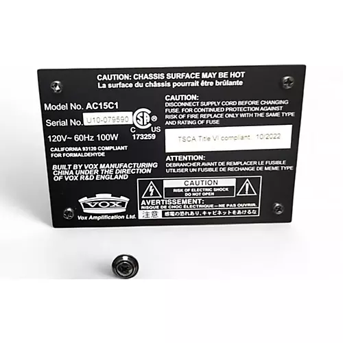 Used VOX AC15C1 15W Tube Guitar Combo Amp