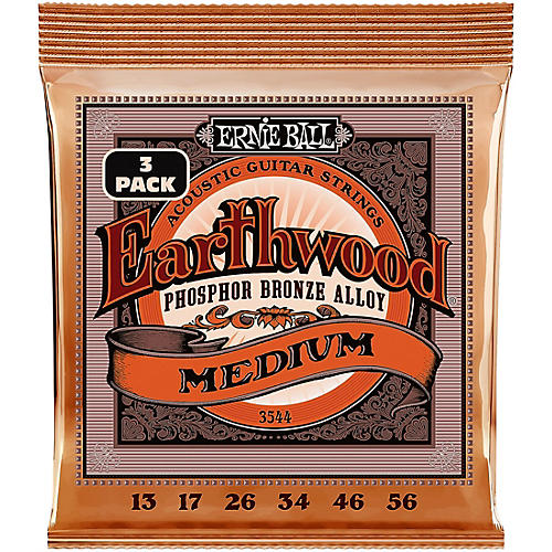 Ernie Ball Earthwood Medium Phosphor Bronze Acoustic Guitar Strings 3 Pack 13 - 56