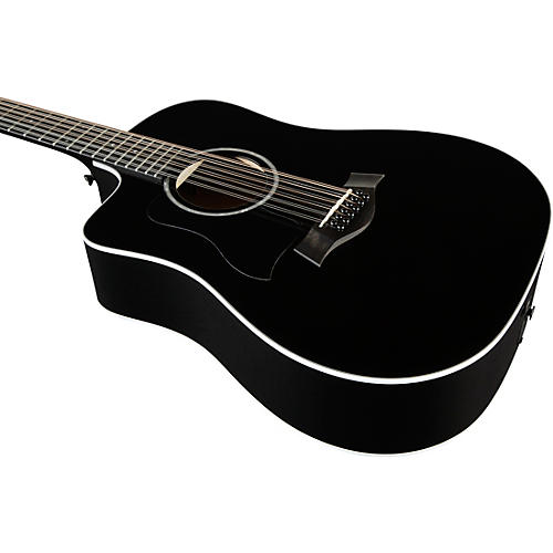 Taylor 250ce Plus Dreadnought 12-String Left-Handed Acoustic-Electric Guitar Black