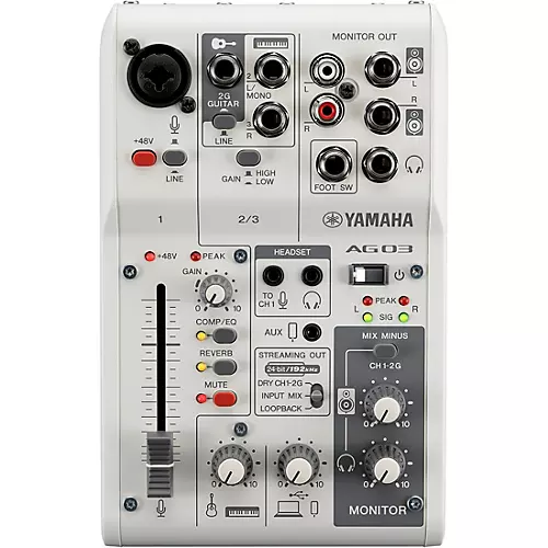 Yamaha AG03MK2 3-Channel Mixer/USB Interface for IOS/Mac/PC White